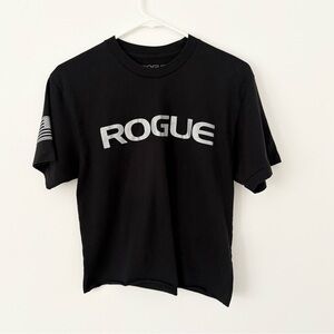 Rogue Black Logo Cut Off Cropped Short Sleeve Tee Size Medium